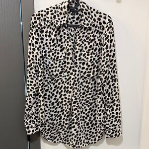 Ann Taylor Animal Print Popover Blouse